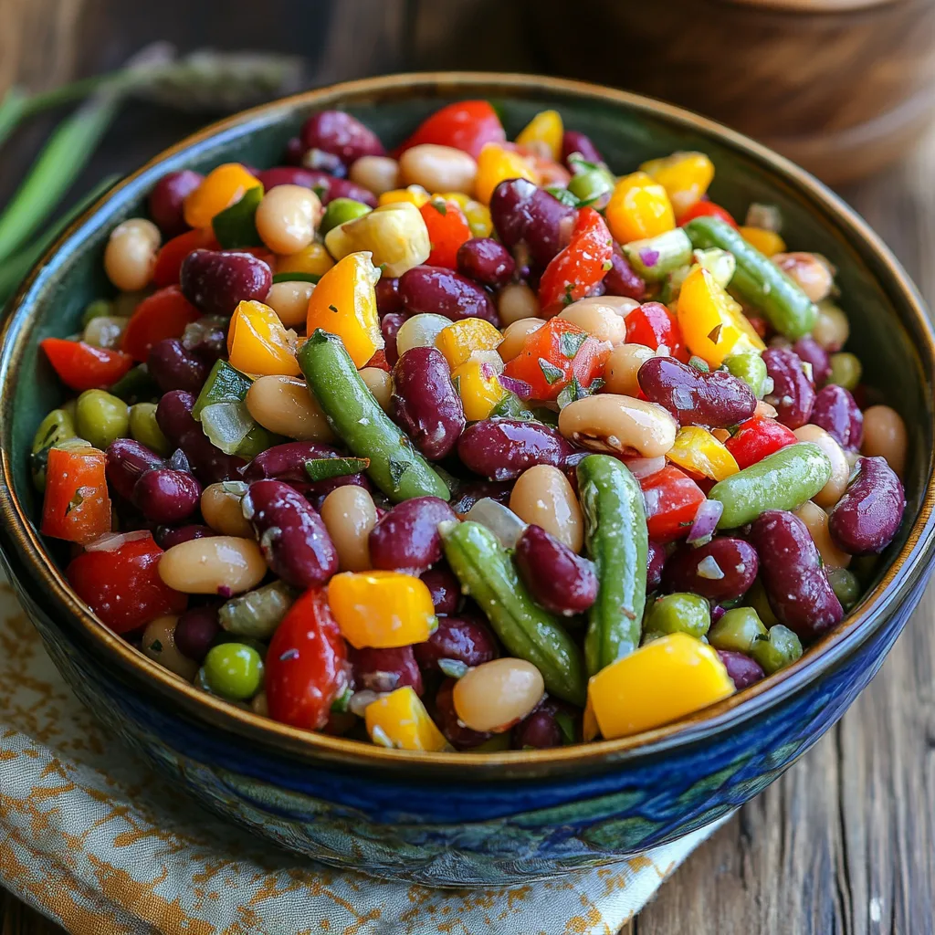 Colorful 4 bean salad with Italian dressing