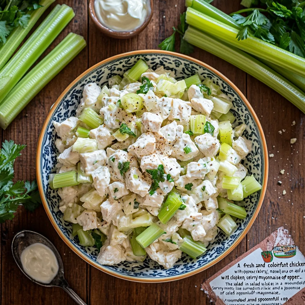 4-ingredient chicken salad served with crackers and apple slices