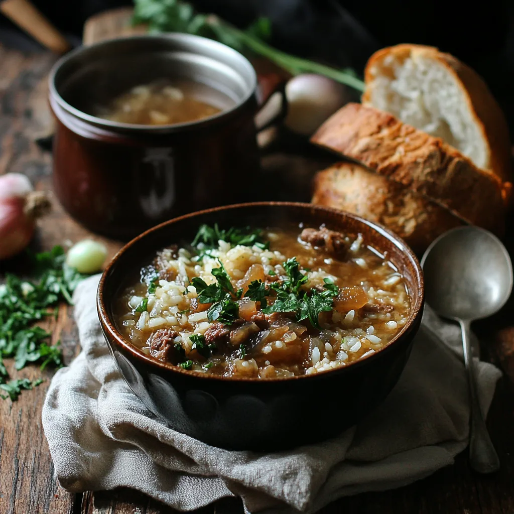 French onion soup rice beef consomme