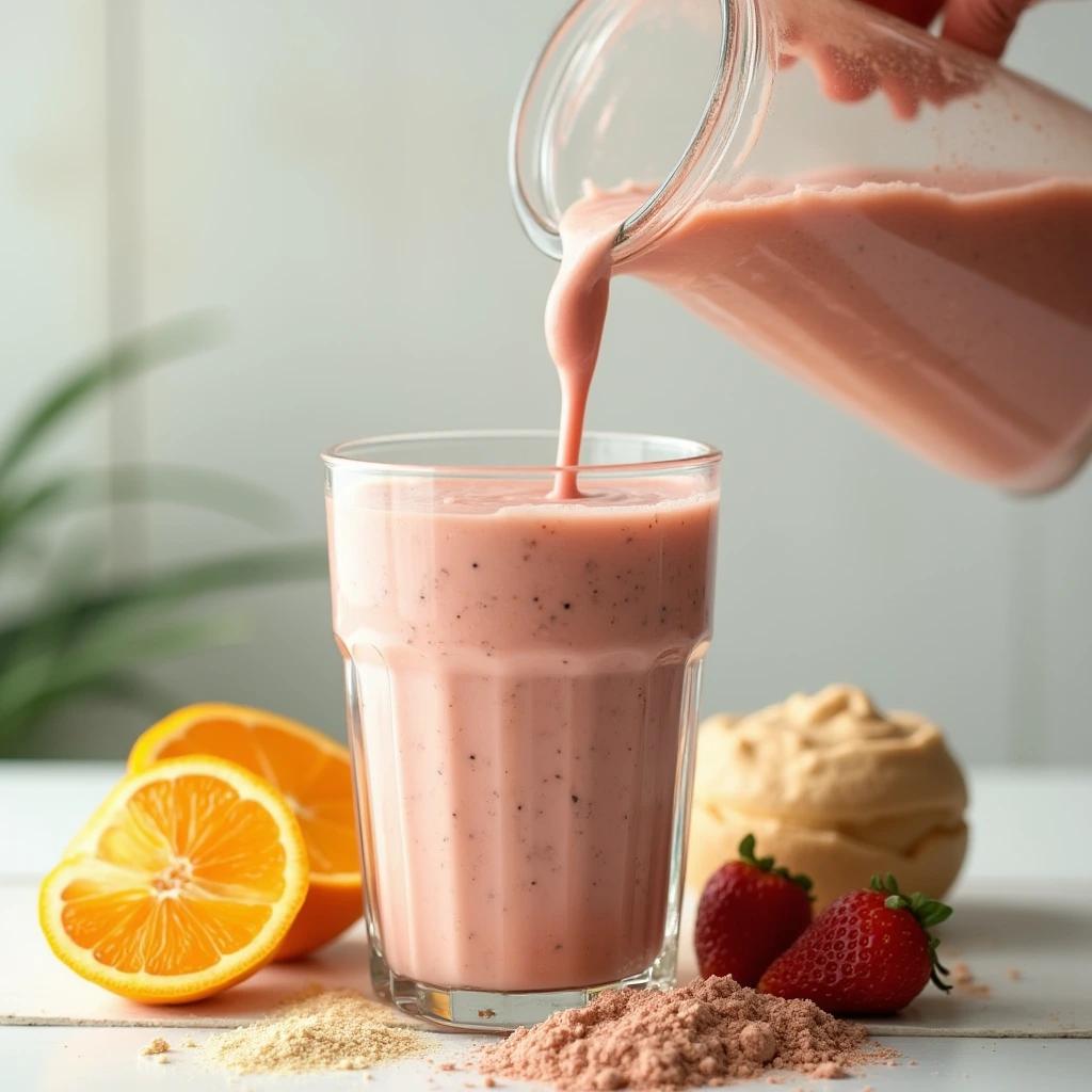 Smoothie for teen athletes, made with fresh fruits and protein powder