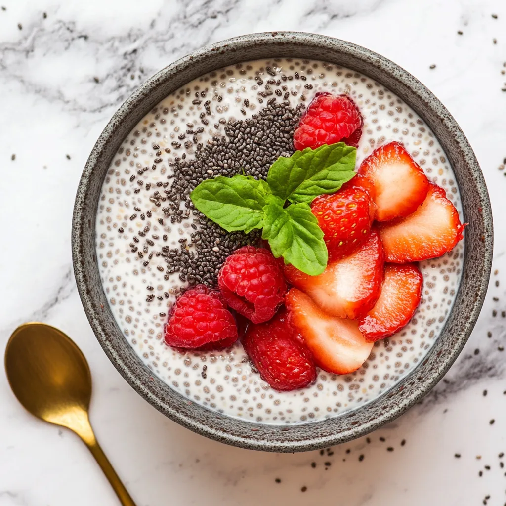 Chia pudding with coconut milk, ideal for SIBO breakfast recipes.