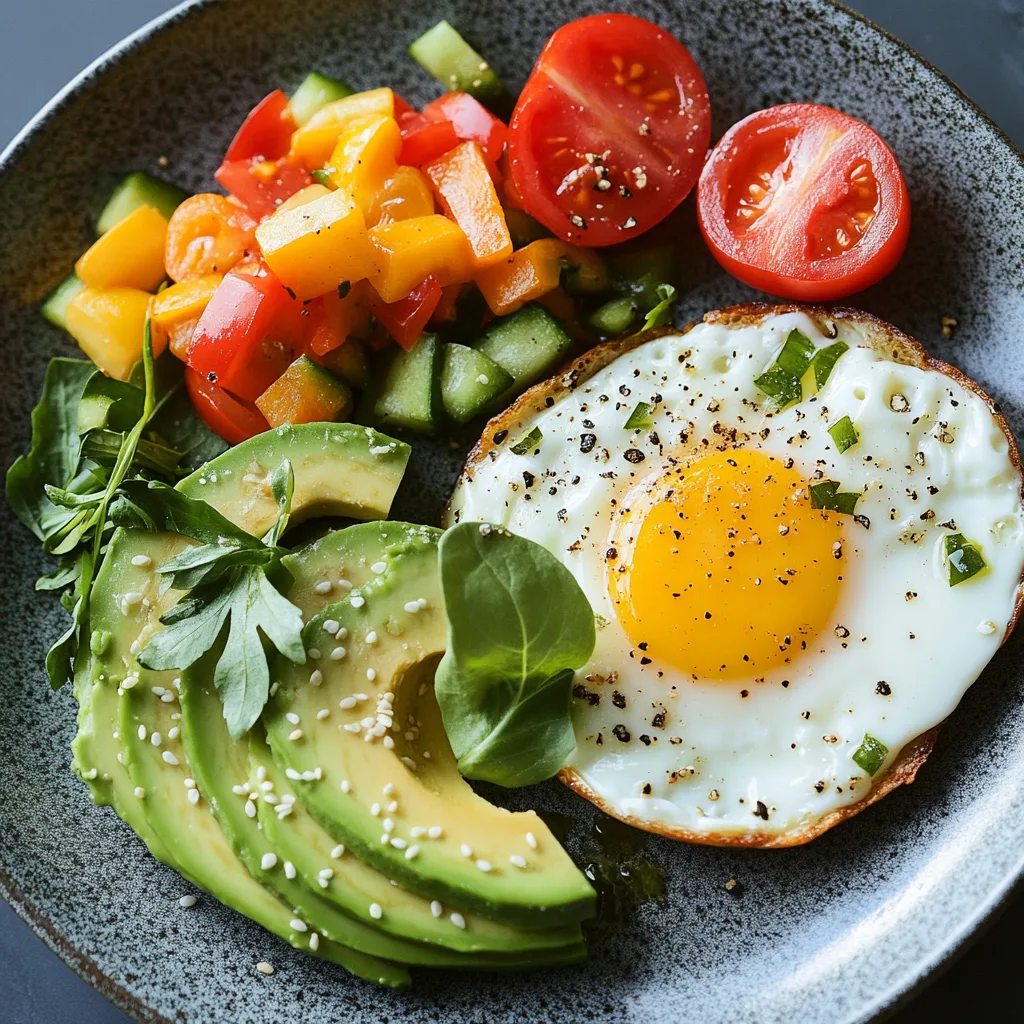 SIBO breakfast recipes with eggs, avocado, and fresh vegetables.