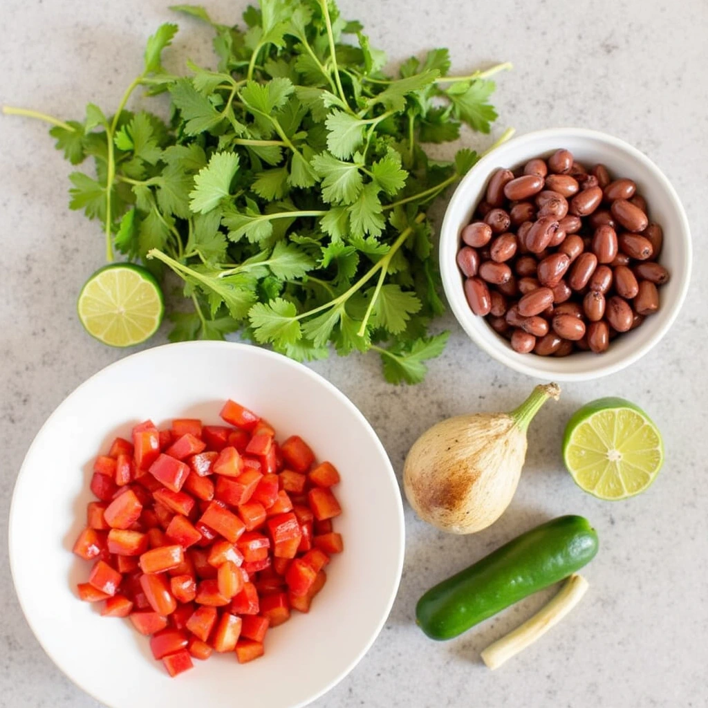 : Fresh ingredients for Mexican bean salad