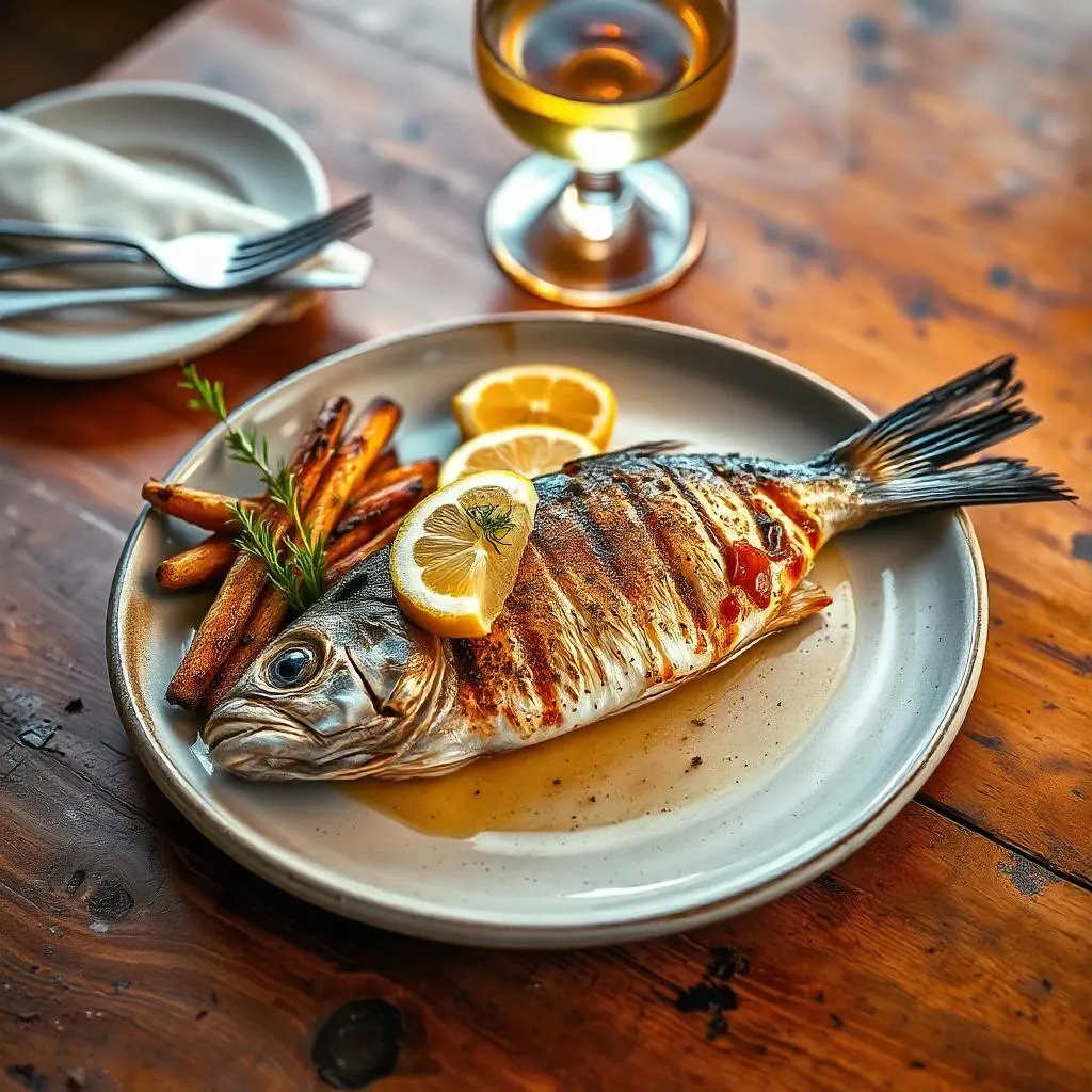 Dorado fish fillets cooking on a grill