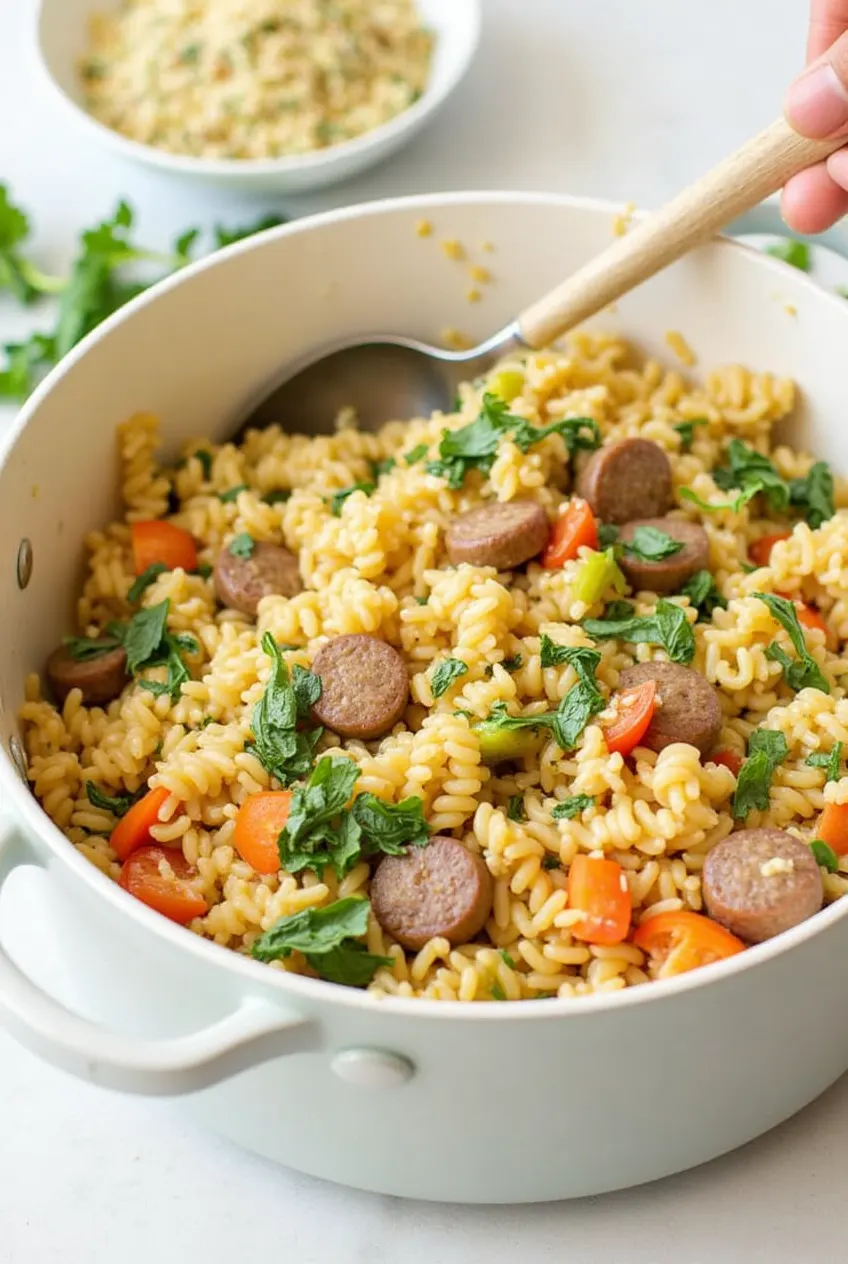 Best Vegetables to Add to Your Creamy Chicken Sausage Orzo Skillet